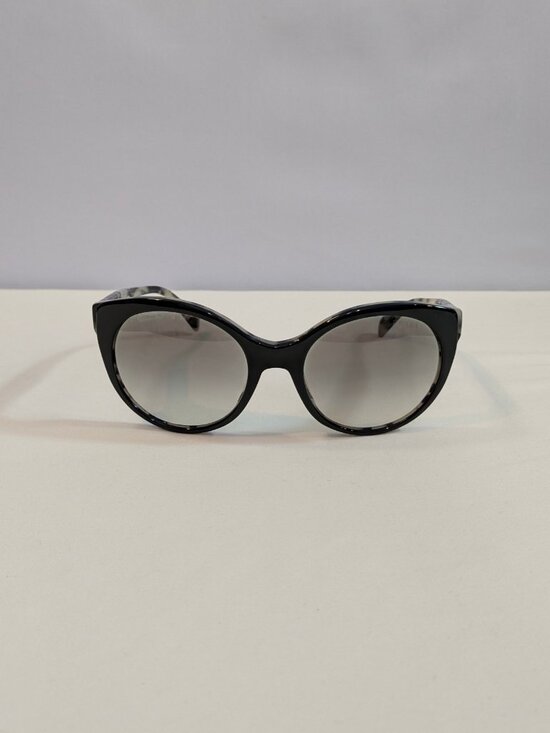 Prada SPR23O Black and Ivory Marble Cat-Eye Sunglasses with Gray Gradient Lenses main image 9